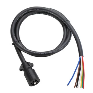 New Auto Camper Trailer Wiring Harness 7 Way Blade Molded Plastic Connector 6Ft PVC Moline Cable Off-Road 7 Coil 12-24V