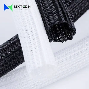 Self-Closing Braided Wrap SW2202 PET Wire Loom ≥25% Overlap UL94 V1 Gasoline Resistant Cable Sleeve for Auto Engine Harness