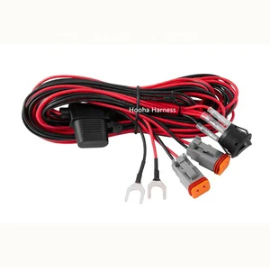 Custom Automotive Assembly 2 LED Lights Wiring Harness with 12V Rated Bare Copper Conductors PBT Insulation Automotive Connector