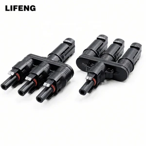High Current 30A 50A Solar T-Branch Connector 3 to 1 Branch Pair 1000V/1500V DC PV Power Connection Plug for Solar Array Systems