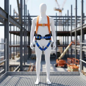 European Heavy Duty Full Body Fall Safety Harness Adjustable Straps Industrial Safety Belt With Side D Rings