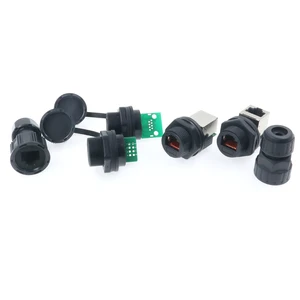Panel Mount IP67 Waterproof RJ45 Male/Female Socket with Nylon Housing for Outdoor Equipment