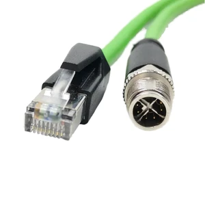Bairui Custom M12 Automotive Profibus Industrial EtherCAT X Coded 8P RJ45 Cat6a Copper Male/Female Flexible Drag Cable Connector
