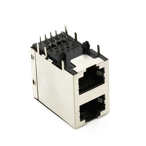Double RJ45 Connector 1x2 Port Dip Type RJ45 8P8C Female Connector