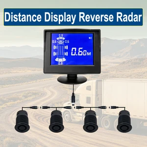 IP67 Ultrasonic Reverse Sensor Kit 3.5 Inch Display 4 Digital Radar Probes 5M Range 4-Pin Aviation Cable for School Bus OEM/ODM