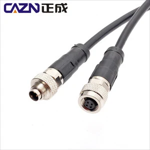 Waterproof Male Female Right Angle Connector Overmolded Cable M9 a Code 2 3 Pin Plug With Shielded Un-shielded PVC PUR Wire