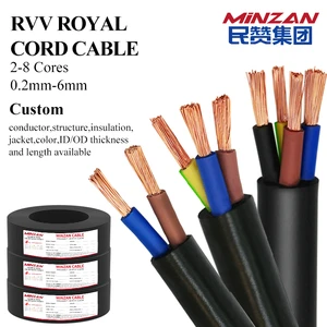 MiNZAN Wholesale Copper 2 3 4 5 Core Electric Cable Wire Multicore RVV NYY, 0.75 1 1.5 4 6 Mm H05vvf Power Cord Cables