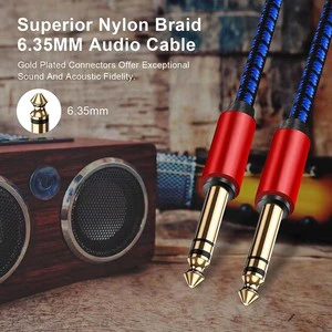Xput 1m Braided Gold-Plated 6.35mm TRS Audio Cable-Male to Male for Guitar/Microphone/Piano Applications 24-30AWG