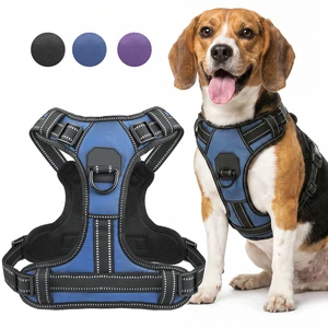 Triple-Layer Reinforced Heavy Duty Luxury Adjustable Reflective Anti Pull Pet Dog Harness Vest For Outdoor Walks Adventures