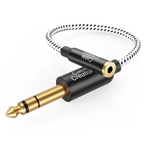 CableCreation 6.35mm 3.5mm Gold Plated Audio Cable 1/4 Male 1/8 Female Stereo Jack Aluminum Shell Nylon Braided Guitar Digital