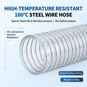 Cross Border Hot Selling High Temperature Resistant Oil Proof Flexible Reinforced PVC Steel Wire Hose Extruding Food Grade REACH
