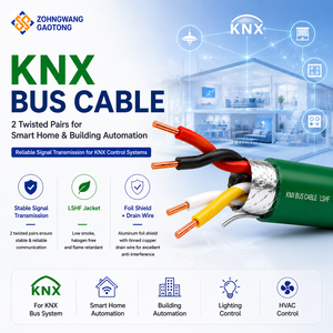 KNX BUS Smart Home Control Cable Stranded Oxygen-Free Copper 2x2x0.8mm Green Twisted Pair For Building Automation Intelligent