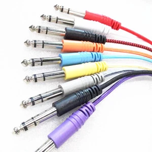 1/4 Inch Jack 635mm MALE-MALE Audio Guitar Cable TRS Nylon Braided PVC Jacket