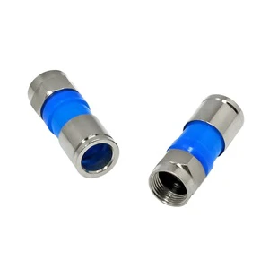 Manufacturer's Blue RG 6 Male F Compression Connector Waterproof Plug Socket Type Coaxial RF F-Type F-Connectors