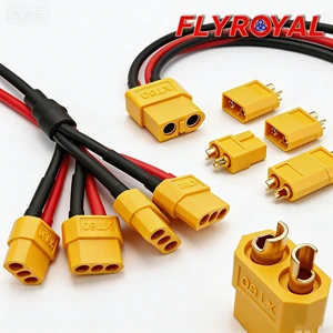 Custom Gold Plated XT60 Male Female Connector Cable Flame Retardant Housing Silicone Wire Harness for Car Parallel Charging