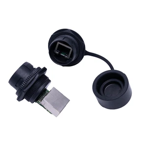 Anti-corrosion IP67 Cat5e Shielded RJ45 Connector with Gold-Plated Contacts Push Lock Type for Marine Use