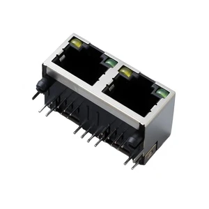 1*2 Port RJ45 Connector 8P8C Right Angle DIP with LED Indicator Ethernet RJ45 Jack PCB Mount Network Socket