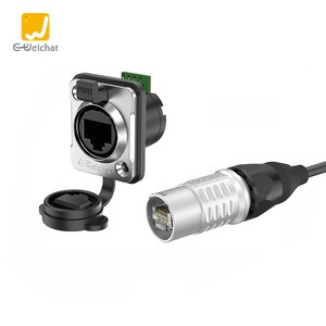 E-Weichat ER-RJ45 Plug Industrial Ethernet Connector Waterproof IP67 PCB Metal RJ45 Splice Connectors CAT5E Gold-Plated Contacts