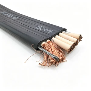 Heavy Duty YVFBG Nitrile Rubber Steel Wire Reinforced Flexible Flat Cable Oil Resistant Cold Resistant for Gantry Crane Hoist