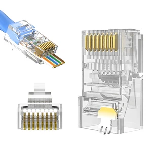ZHEFAN Rj45 Connecter Cat5e Cat6 Ethernet 8p8c Utp Rj45 Plug Cat 6 5e Pass Through Rj45 Connector Pass Through Modular Plug