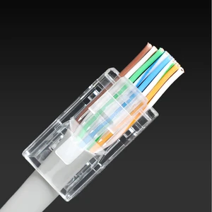 Pass Through RJ 45 Gold-Plated 3u Cat6/Cat5e Connector Toolless Ethernet Plug with Easy Snap-In Installation