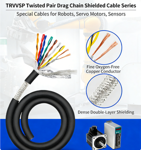 UL2517 Stranded/Solid Tinned Copper 2-Core 16AWG 300V PVC Insulated Drag Chain Cable 8 Million Flex Cycles 100m
