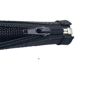 Open Zipper PET Braided Sleeve | Flame Retardant Wire Harness Protector, Temperature Resistant Industrial Braided Net Tube
