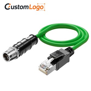 1Gbps / 10Gbps Industrial Grade RJ45 Plug X Coded 8 Pin Male Female Overmolded Connector Cat6A/Cat5E CE Certified