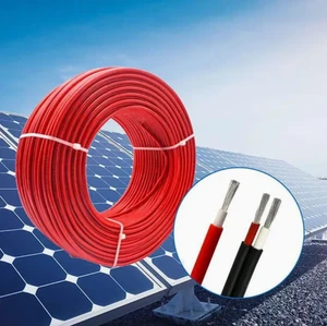 3kv DC Double Core XLPO Insulation Heat Resistant Tinned Copper Solar Electrical Cable 2.5mm2 Black Red for Solar Panel