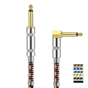 Factory OEM Premium 6.35mm Gold Plated Plug Musical Instrument TS Guitar Audio Cable Electric Guitar Cable Tweed Guitar Cable