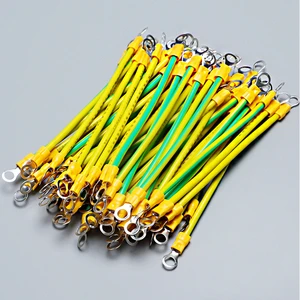 Custom 1mm 1.5mm2 Yellow Green Grounding Cable Wire Harness with Insulated Ring Type Terminals M3 M4 M5 M6 for Electronic Wiring
