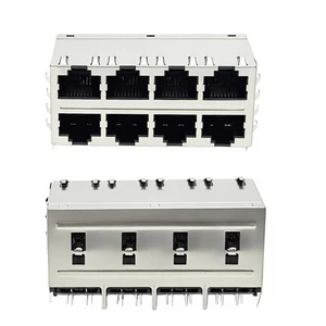 Commercial Gigabit PoE Waterproof RJ45 Cat5e/Cat6 Unshielded UTP Gold Plating -40~85 PCB Mount Hole Single Row N Port Connector