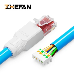 ZHEFAN Toolless Modular Connector Plug Utp Unshielded Rj45 Cat6 Category 6 8p8c Crystal Head No-voltage Cable Telecommunication