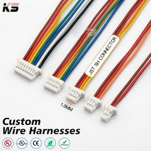 Custom Shr 3 4 5 Shr-5 Alternative 1.0mm Pitch 6 Pin Cable Jst Sh 1mm Black Jumper 5pin 6 8pin Connector 1.0 Cable Wire Assembly