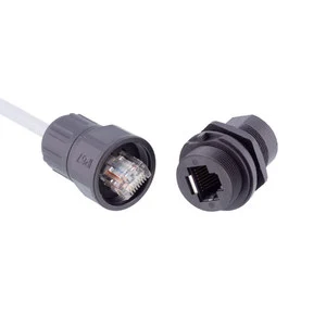 IP67 Ip68 M19 Waterproof RJ45 Connector with Ethernet Cable Panel Mount RJ45