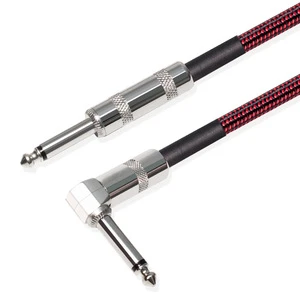 Custom wholesale 6.35mm 1/4 Inch mono 2 core audio angle 90 degree electric guitar bass nylon audio cable