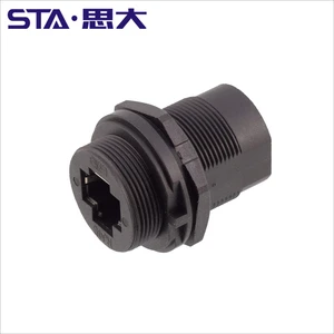 Industrial Circular Connector RJ45 Connector Thread IP67 Waterproof RJ45 Jack Female Front Mount RJ45 Socket