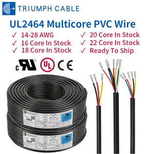 ODM UL2464 16/18/20/22Core Power Cable PVC Flexible Signal Transmission Wire 14/16/18/20/22/24/26/28AWG Gauge Electrical Wirs