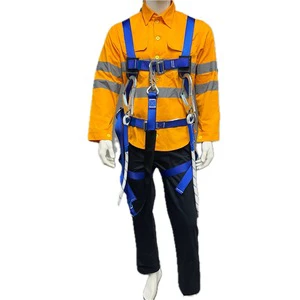 Industrial Safety Harness with Double Lanyards and Shock Absorber for Construction Roofing and Tower Maintenance Work
