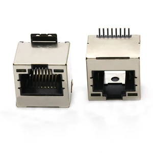 Vertical RJ45 Connector with Led Light Single Port RJ45 8P8C Socket Connector