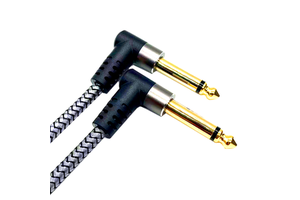 Guitar Patch Cables 6-Inch 0.15m 6.35MM Right-Angle Male-Male PVC Braided Audio Cable for Microphone/Speaker/Effects Pedal