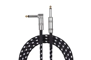 Guitar Cable 6.35mm (1/4 Inch) TS Straight to Right Angle Instrument Cable Male to Male Plug Audio Cord for Electric Guitar Bass