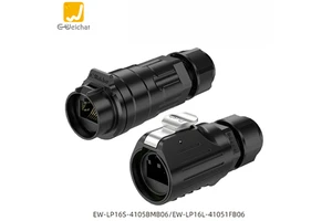 E-Weichat EW-LP16-RJ45 LP16 RJ45 Network Cable Connector Male/Female Plug Flange Mount Push Lock IP67 Waterproof Ethernet Data