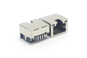 AK Electronics OEM Manufacturer Factory Price Single Port RJ45 Jack Sunk Dip Type LAN Network Connector LED Ethernet 8Pin Gold