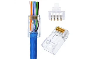 CAT5/CAT6 Through Hole Plug RJ45 Connector Open