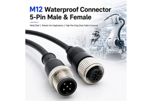 5pin M12 Waterproof Aviation Connector Male Female Metal Plug High-flex Drag Chain Wiring Harness Connector for Robot