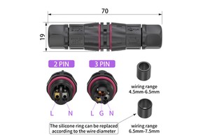 UL/CE/SAA Cert 3Pin M15 Connector Lighting Module Power Output Cable Connector IP68 Assembly Screw Type Terminal Connector