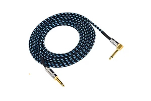 10FT Braided Lead Cable Guitar 6.3 MM Cable Instrumento De Guitarra L Type Plug Bass Keyboard Instrument Cable Cord