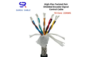 PMS 2464 22AWG 10-Core Highly Flexible Single Pair Twisted Shielded Signal Cable Encoder Cable Automation Equipment Cable