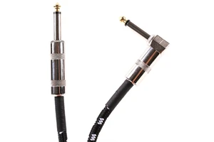 Black White Braided Guitar Cable 0.5M 1M, Right Angle Straight Plug Noiseless Shielded Instrument Cord for Guitar Bass Stage